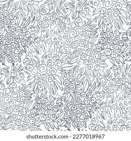 Patrón sin costuras en blanco y negro con flores.  Ilustración del vector