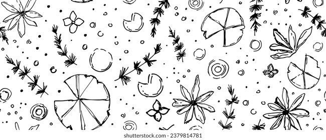 Schwarz-Weiß-Muster mit Blumen. Vektorgrafik