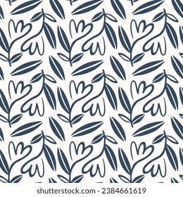 Black and white seamless pattern with flowers.  Vector illustration