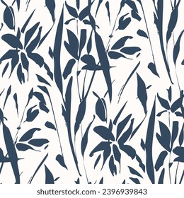 Black and white seamless pattern with flowers.  Vector illustration