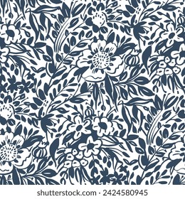 Patrón sin costuras blanco y negro con flores.  Ilustración de vector