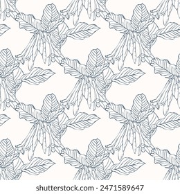 Black and white seamless pattern with flowers.  Vector illustration