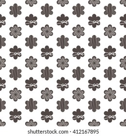 black and white seamless pattern with flowers