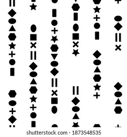 
black and white seamless pattern in the form of simple geometric shapes arranged in vertical stripes