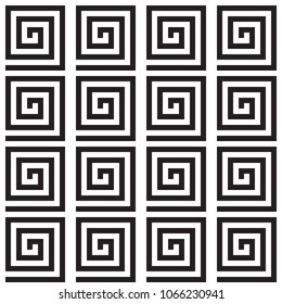 Black and white seamless pattern. Geo vector design. Maze background.