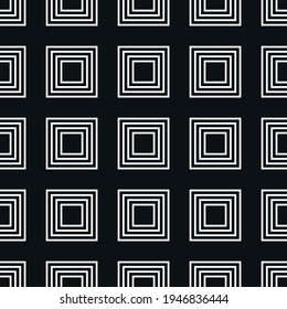 black and white seamless pattern with geometric shapes, squares, lines, rhombus, rectangles