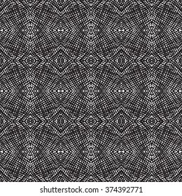 Black and white seamless pattern with geometric elements, infinite mosaic textile, abstract vector textured floor covering