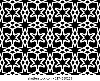 Black and white Seamless pattern. Geometrical Pattern design in Aztec symbols, Ethnic Style, ideal for men shirt, male fashion, kid table cloth, wrapping paper, Wallpaper, backdrop.