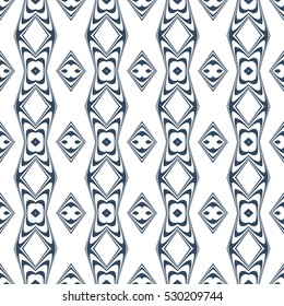 Black and white seamless  pattern  with a geometrical ornament.  Vector illustration. 