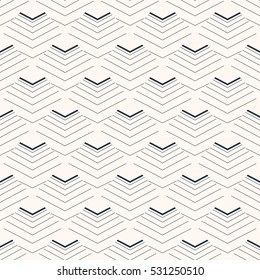 Black and white seamless  pattern.  Geometrical ornament with a thin lines.  Vector illustration  