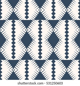 Black and white seamless  pattern. Geometrical ornament with a rhombuses and triangles.  Vector illustration  