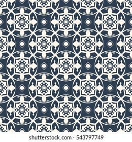 Black and white seamless pattern with geometrical ornament. Vector illustration