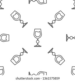 Black and white seamless pattern Glass of wine icon. Alcohol concept