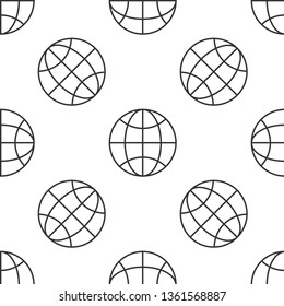 Black and white seamless pattern Globe icon vector. Planet illustration