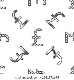 Black and white seamless pattern Gold Currency symbols icon : Great Britain pound sterling GBP