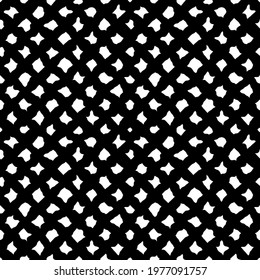 Black and white seamless pattern with grid and pieces . Abstract vector grunge. Monochrome artistic illustration for fabric design, wallpaper, decorative paper, web design, background, postcard