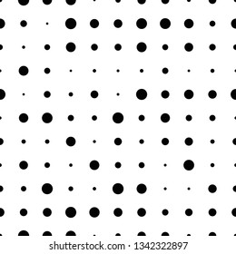 Black and white seamless pattern with grunge halftone dots. Dotted texture. Halftone dots background. Polka dot infinity. Abstract geometrical pattern of round shape.Screen print. Vector illustration