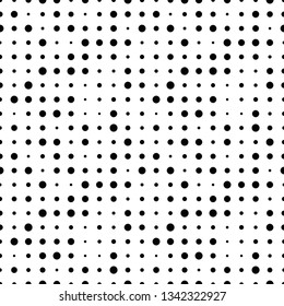 Black and white seamless pattern with grunge halftone dots. Dotted texture. Halftone dots background. Polka dot infinity. Abstract geometrical pattern of round shape.Screen print. Vector illustration