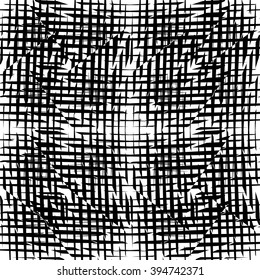 Black and white seamless pattern with  grungy grid. Monochrome abstract  background. Modern design. Vector illustration.