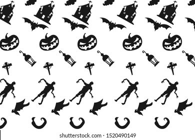 Black and white seamless pattern for halloween Vector illustration background