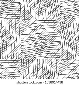 Black and white seamless pattern hand drawn texture. Abstract background withc handmade lines. Design for fabric, textile print, wrapping paper