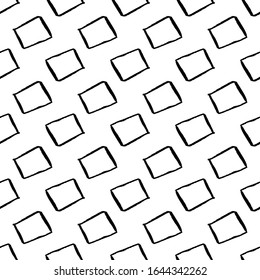 Black and white seamless pattern with hand drawn squares. Monochrome vector illustration. Abstract background. For web, covers, scrapbooking, wrapping paper, printing on textile, clothes, package.