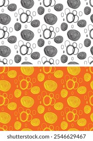 Black and White Seamless Pattern. Hand drawn abstract. 100% hand drawn vector image.