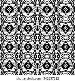 Black and White seamless pattern.
Hand drawn, seamlessly repeating ornamental wallpaper or textile pattern.