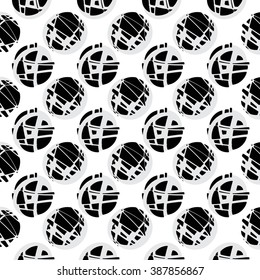 Black And White Seamless Pattern With Hand Drawn Grunge Dots