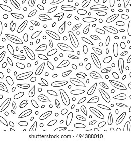 Black and white seamless pattern with hand drawn outline cereal grains.