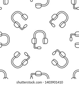 Black and white seamless pattern Headphone vector icon