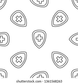 Black and white seamless pattern Healthcare concept. Protected symbol