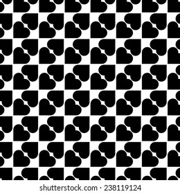 Black and white seamless pattern with heart stylish, abstract background, vector, illustration.