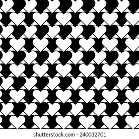 Black and white seamless pattern with heart stylish, abstract background, vector, illustration.