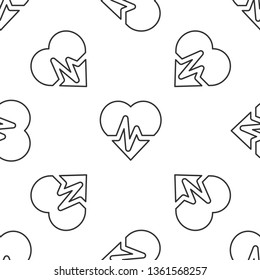 Black and white seamless pattern Heartbeat / heart beat pulse vector icon for medical apps and websites