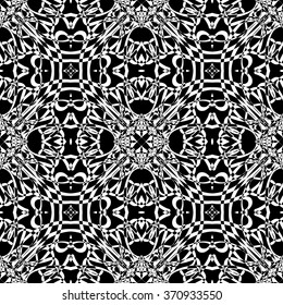 Black and white seamless pattern. Kaleidoscope.