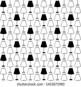 Black and white seamless pattern with lamps
