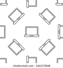 Black and white seamless pattern Laptop Icon. Computer symbol for your web site design