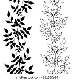 Black and white seamless pattern with leaves