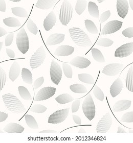 Black and White seamless pattern with leaves. Vector illustration. 