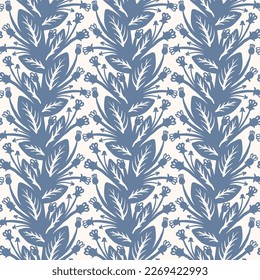 Black and White seamless pattern with leaves. Vector illustration. 