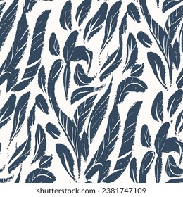 Black and White seamless pattern with leaves. Vector illustration. 