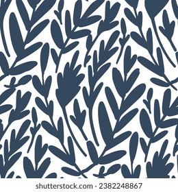 Black and White seamless pattern with leaves. Vector illustration. 