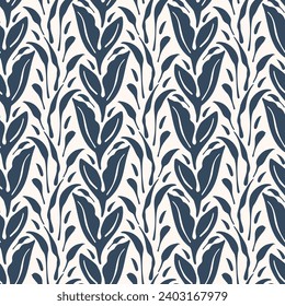 Black and White seamless pattern with leaves. Vector illustration. 