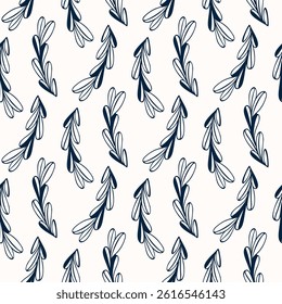 Black and White seamless pattern with leaves. Vector illustration. 
