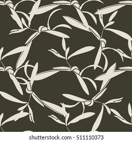 Black and white seamless pattern with leaves. Vector illustration. 