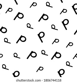 Patrón transparente blanco y negro con la letra P. Fondo de estilo minimalista. Dibujado a mano para tela, papel pintado, póster y ropa de cama. Ilustración vectorial.