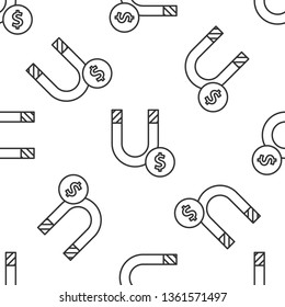 Black and white seamless pattern Magnet attract money concept