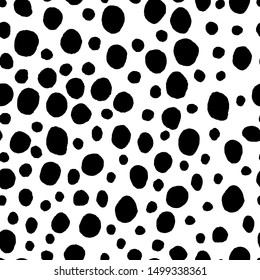 Black and white seamless pattern marker and ink with circles dots texture. Background in minimalist Scandinavian style hand drawn for fabric, Wallpaper, bed linen. Vector illustration