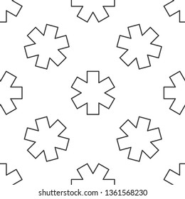 Black and white seamless pattern Medical symbol of the Emergency - Star of Life